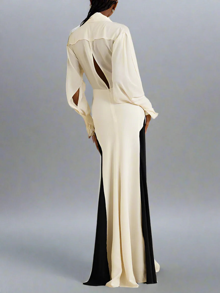 two-tone knotted drape gown – Slven