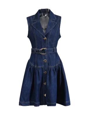 sleeveless denim shirt dress with belt – DAKOTA