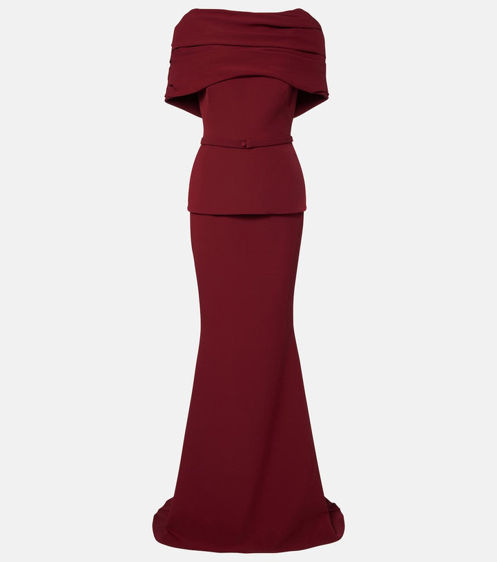 Off-shoulder layered mermaid gown – GARNET