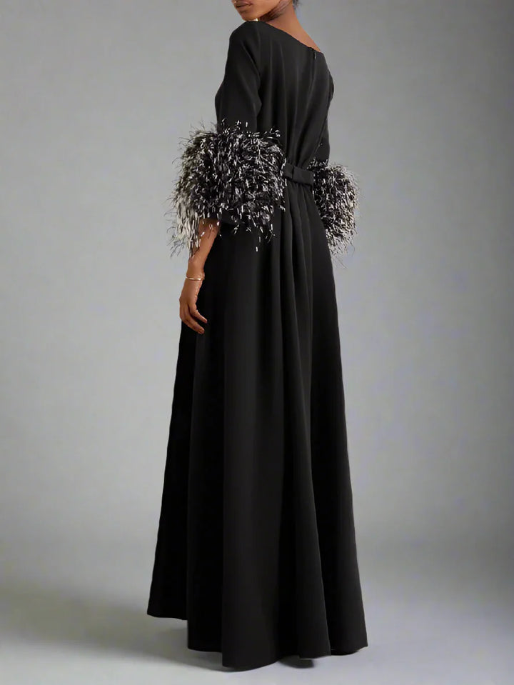 feather-cuff A-line gown – Zonal-1