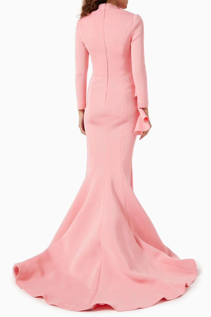 Sculpted ruffle gown with mermaid train – LILORA