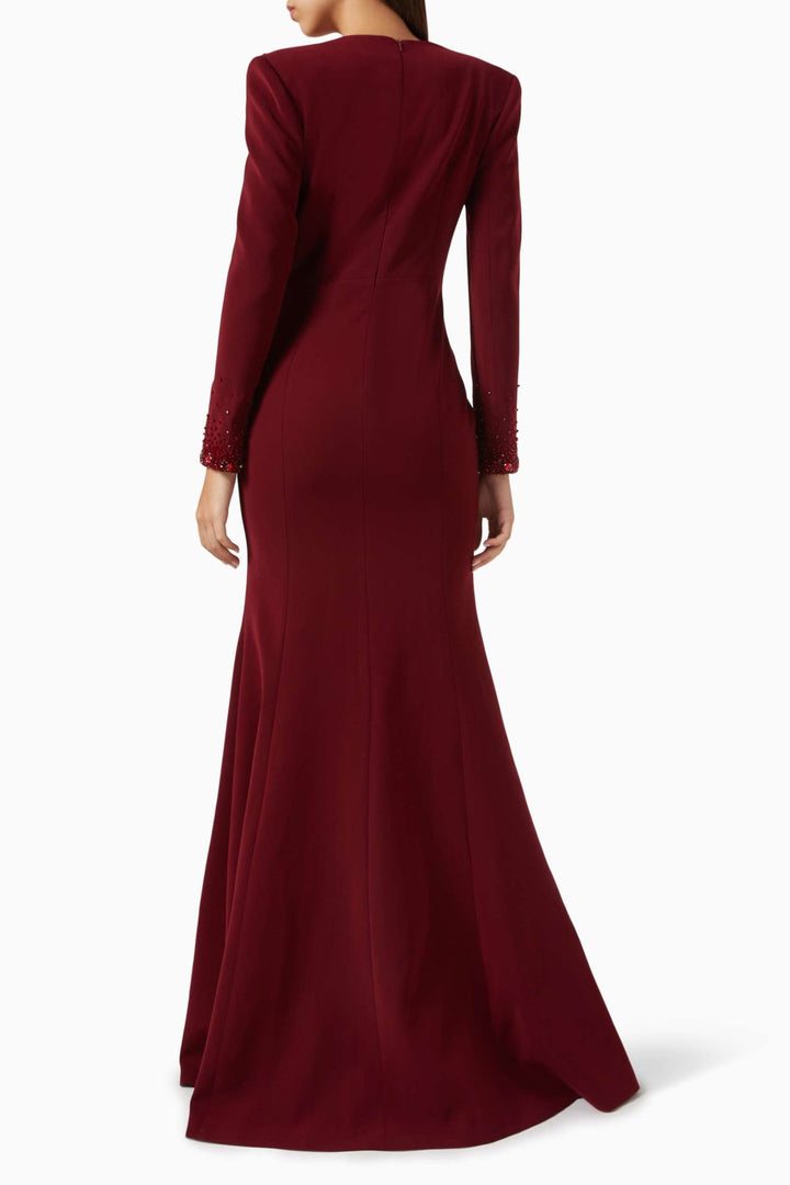 Embellished V-neck mermaid gown – SCARLETTA