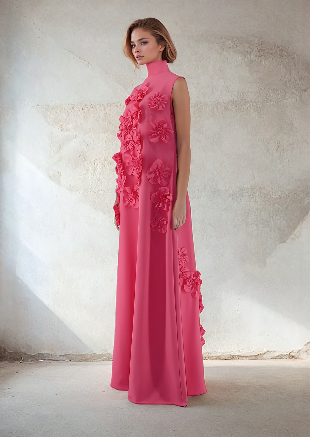 sleeveless lose fitted dress with flowers  - ODD-Notte