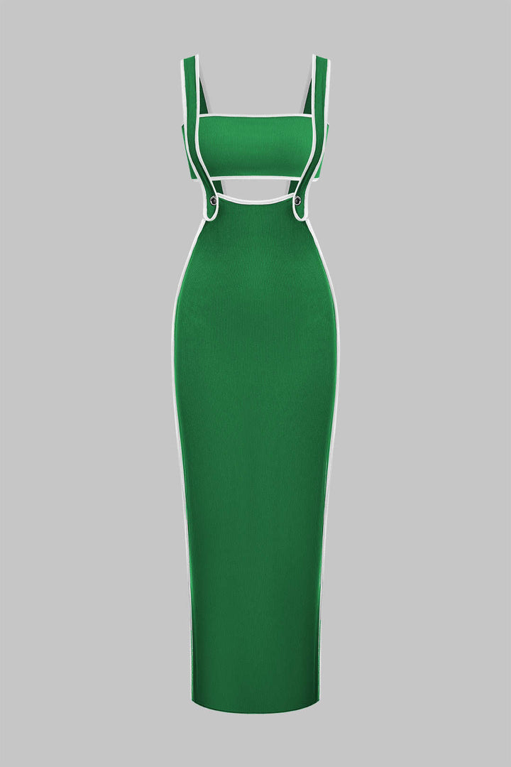 Contrast Trim Tube Top And Pinafore Dress Set