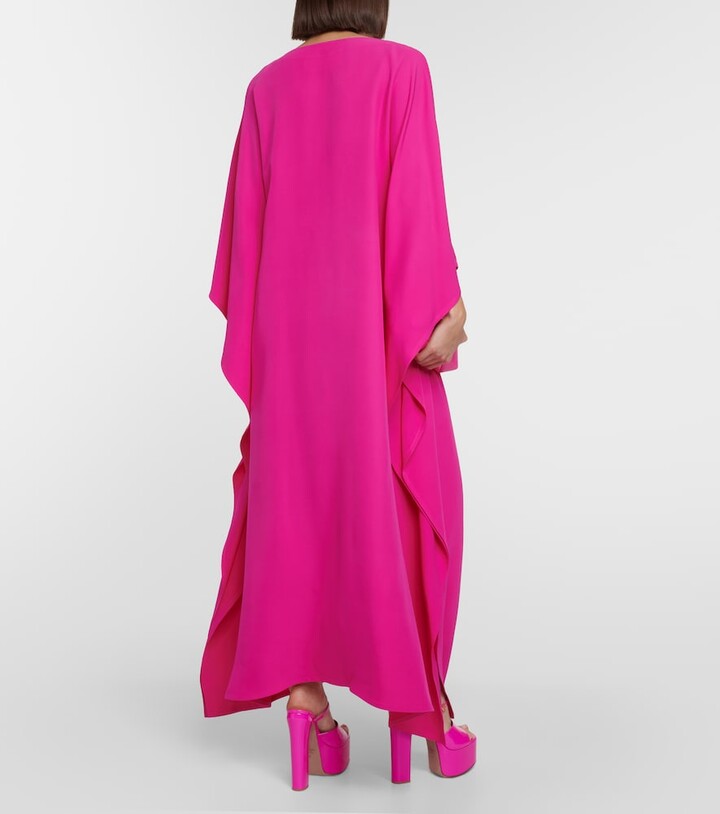 Flowing V-neck kaftan dress – FUCHSIA