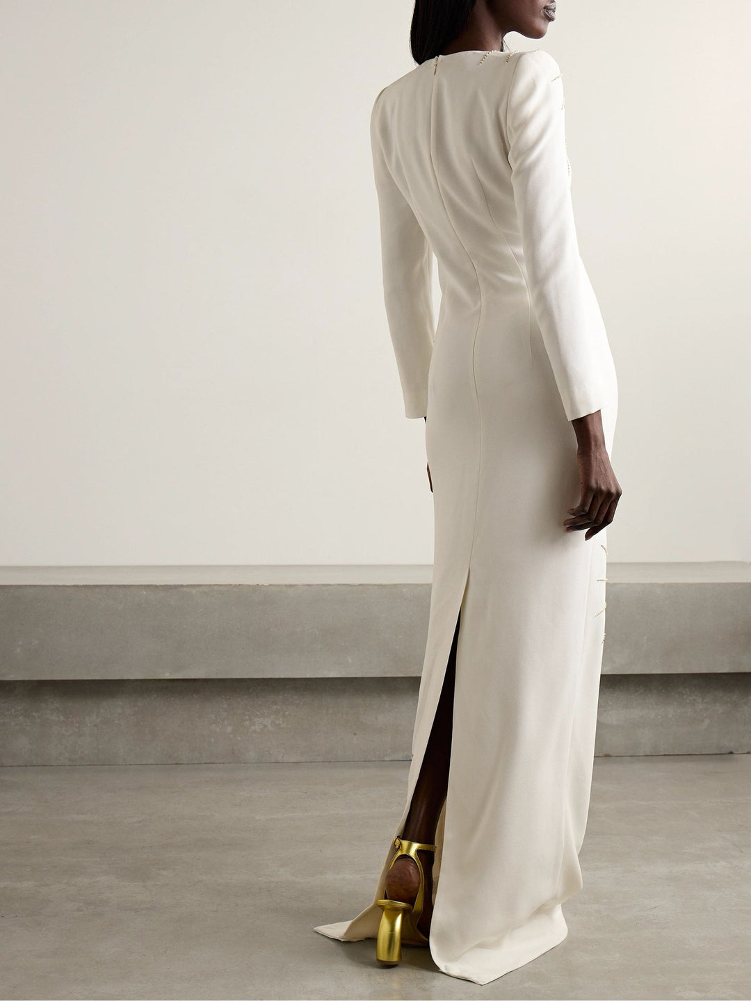 Embellished pearl motif gown – SOLENE