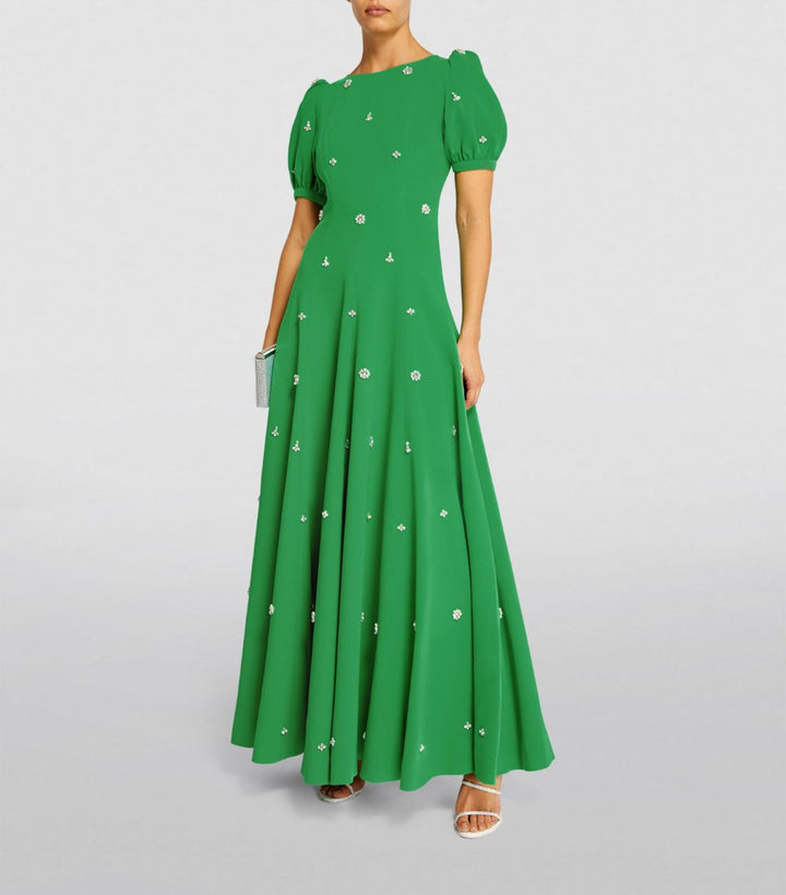 puff-sleeve gown with crystal accents – Lolien