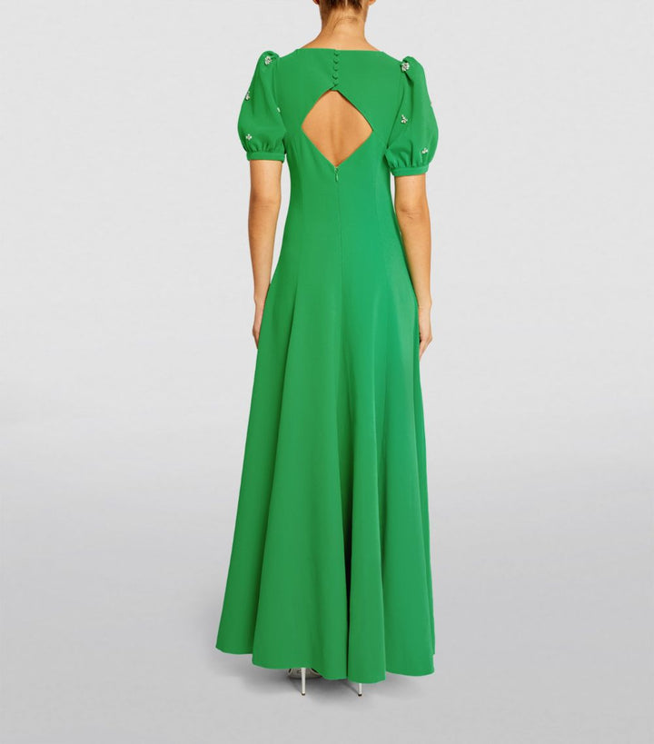 puff-sleeve gown with crystal accents – Lolien
