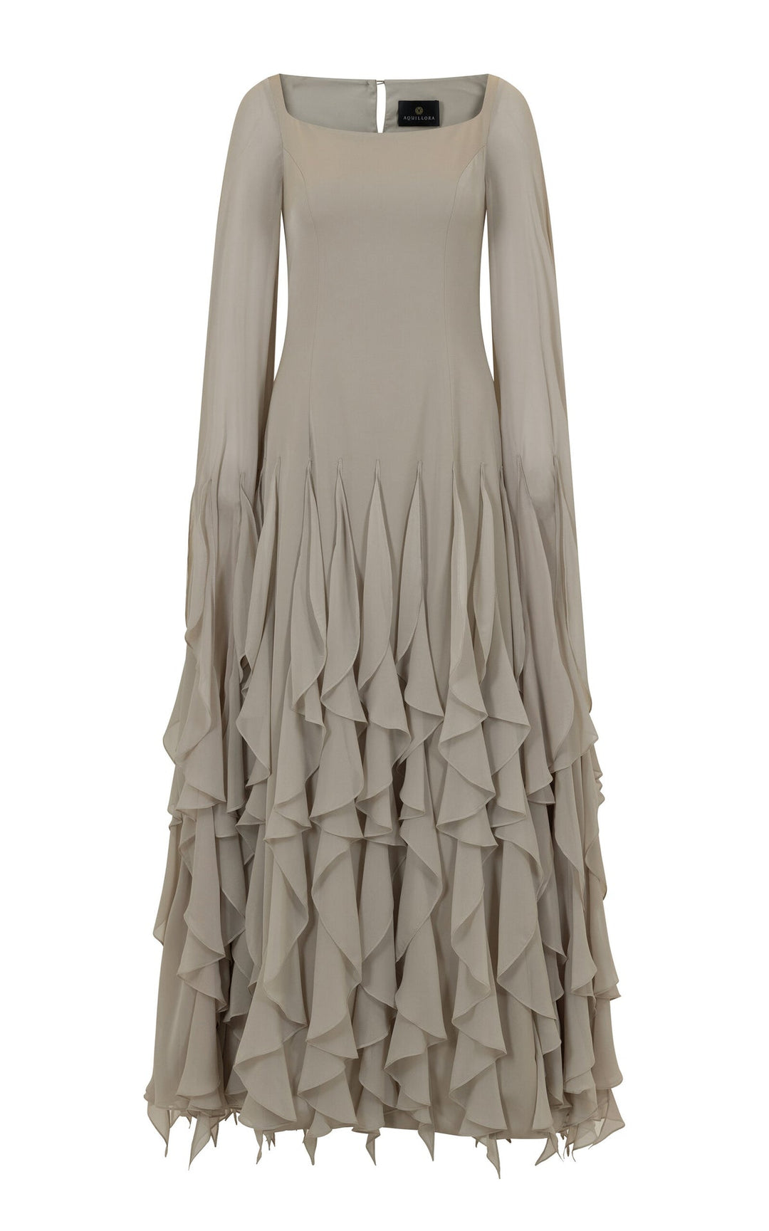 long sleeve ruffled chiffon maxi dress – SERENE