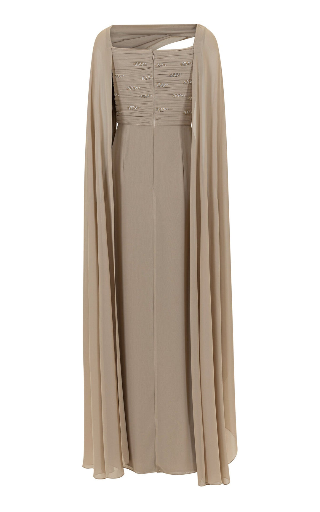 draped chiffon pleated dress with embellished cape – DESERT