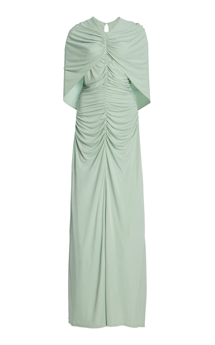 ruched column dress with cape overlay – CELESTE