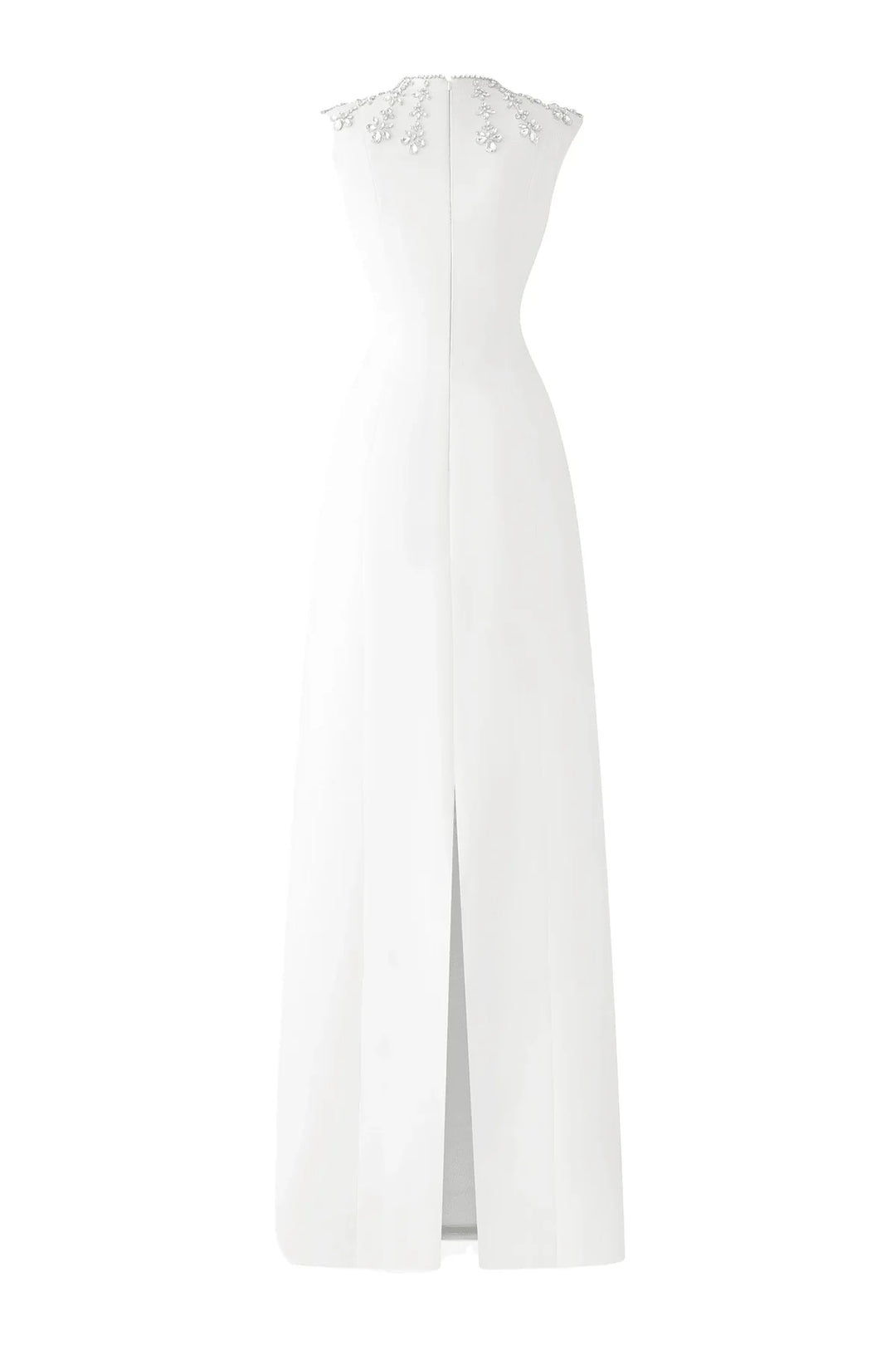 Sleeveless gown with embellished high neckline – Zobia