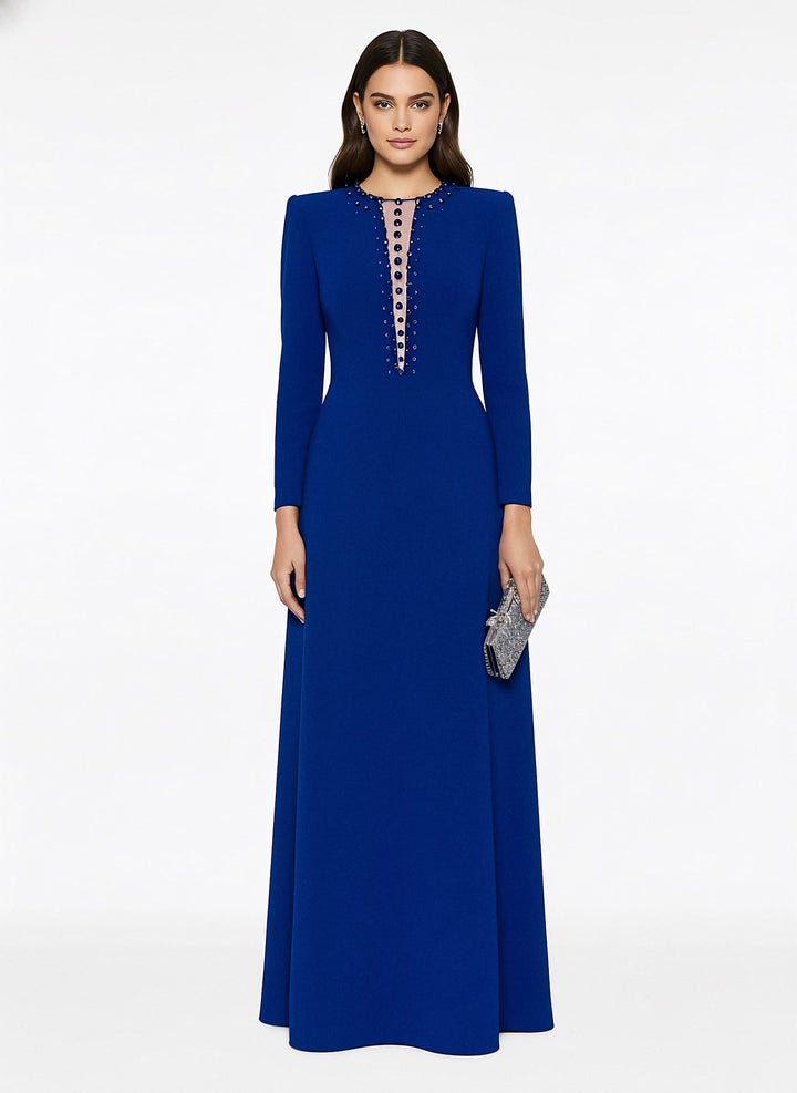crystal-trim keyhole gown – Zikiya-1