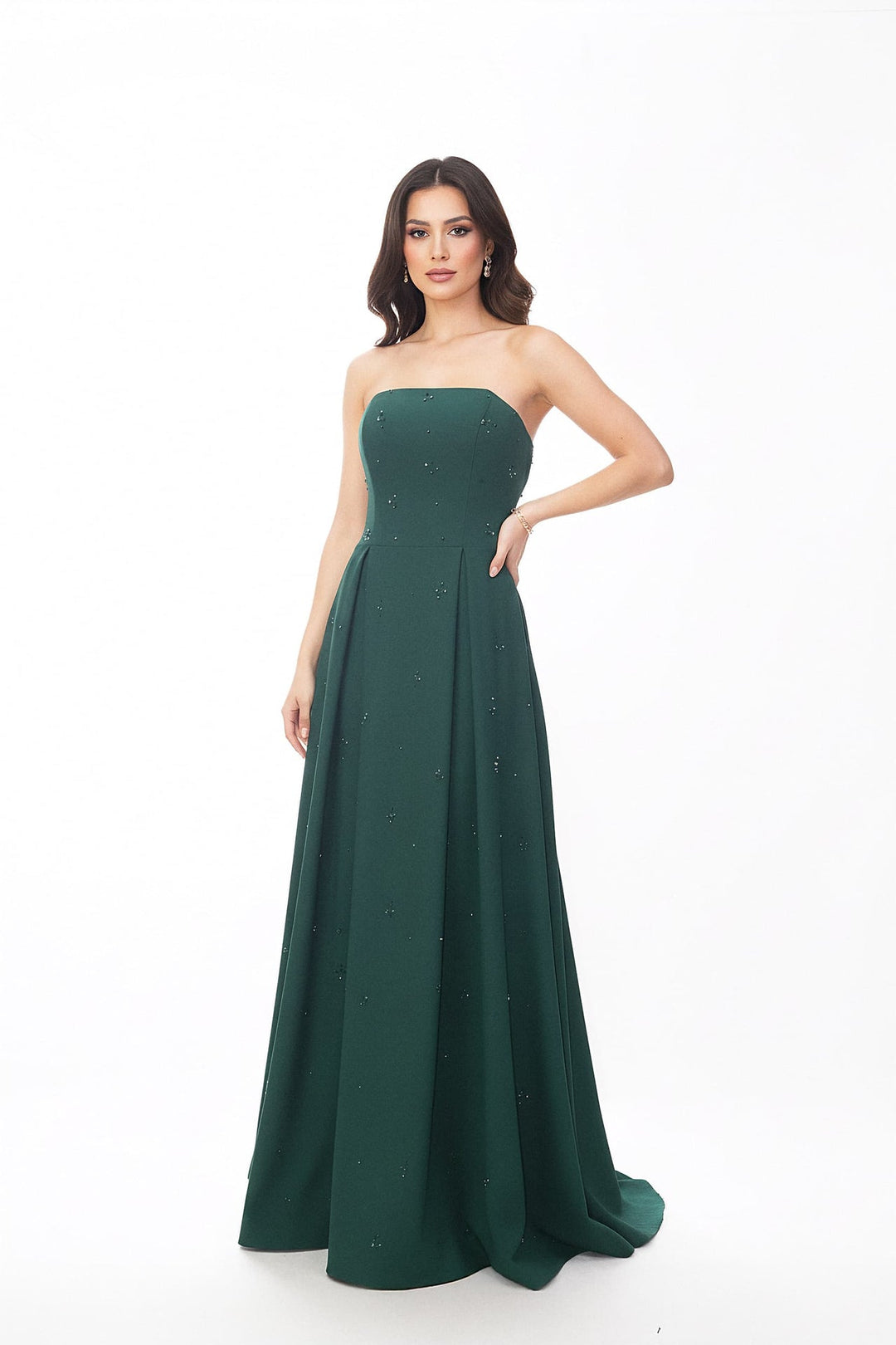 strapless embellished gown with A-line silhouette – FALENA