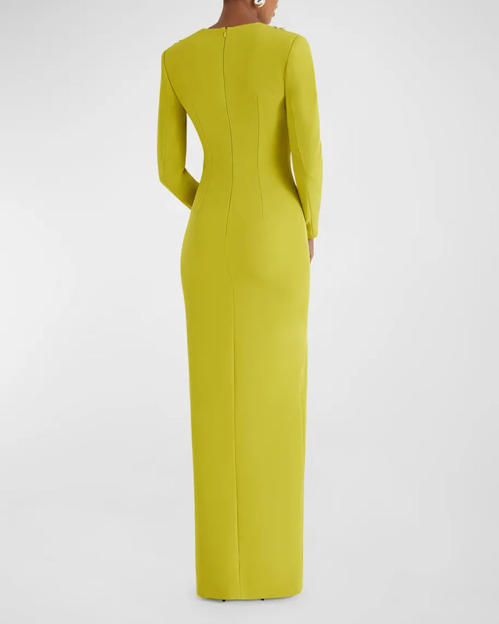 Embellished tailored gown with front slit – Narden