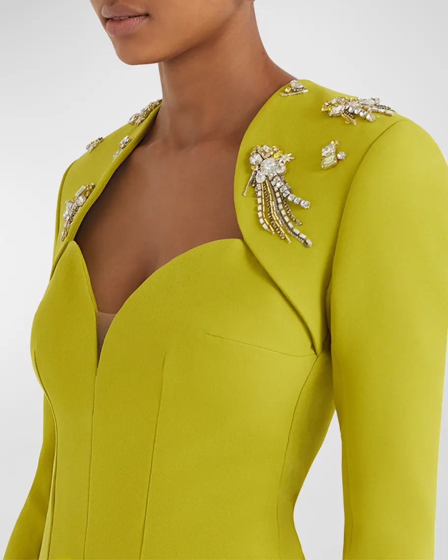 Embellished tailored gown with front slit – Narden