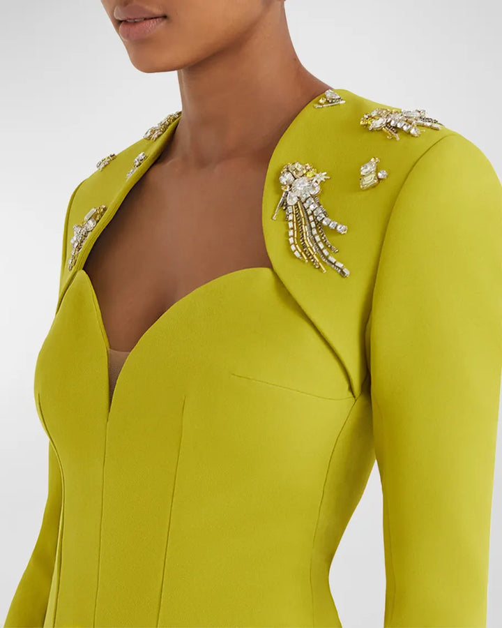 Embellished tailored gown with front slit – Narden