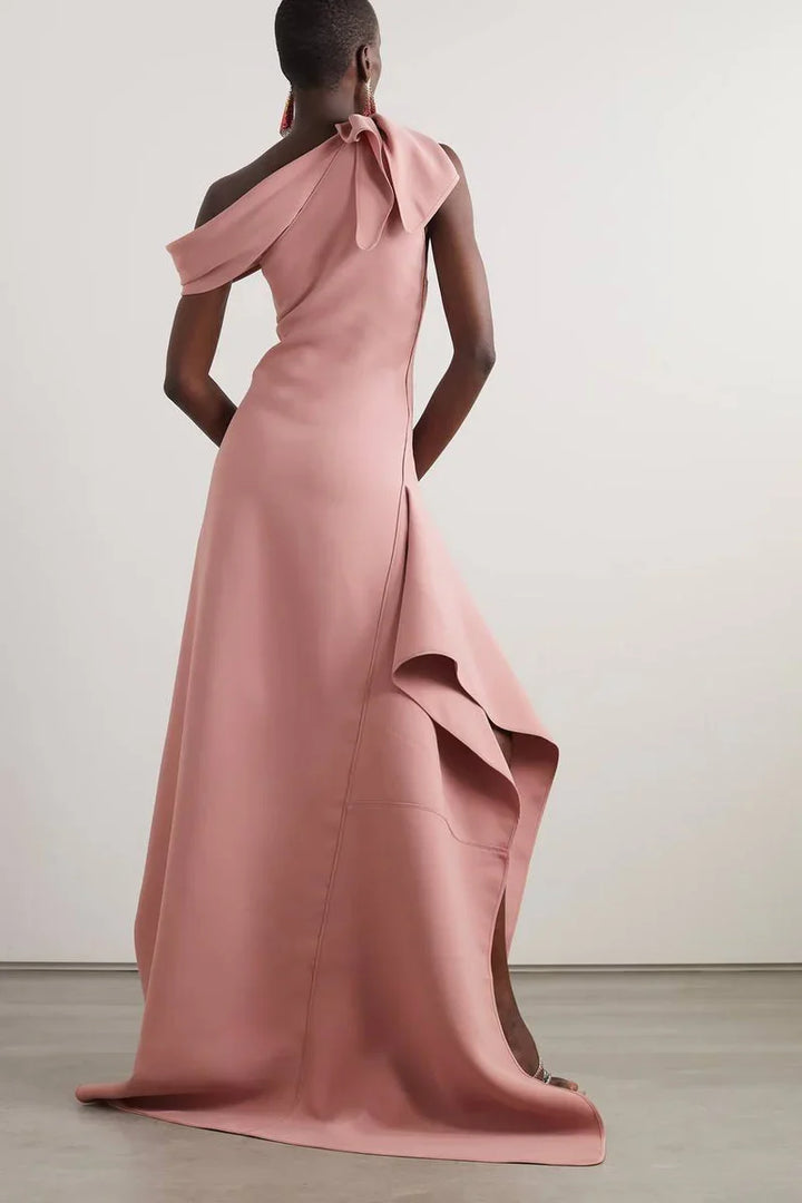 asymmetric off-shoulder sculpted gown – ODD- Uolena