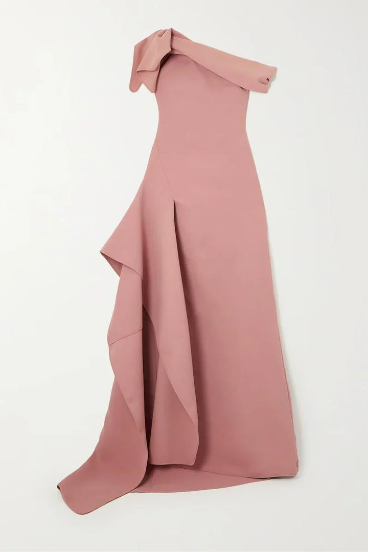 asymmetric off-shoulder sculpted gown – ODD- Uolena