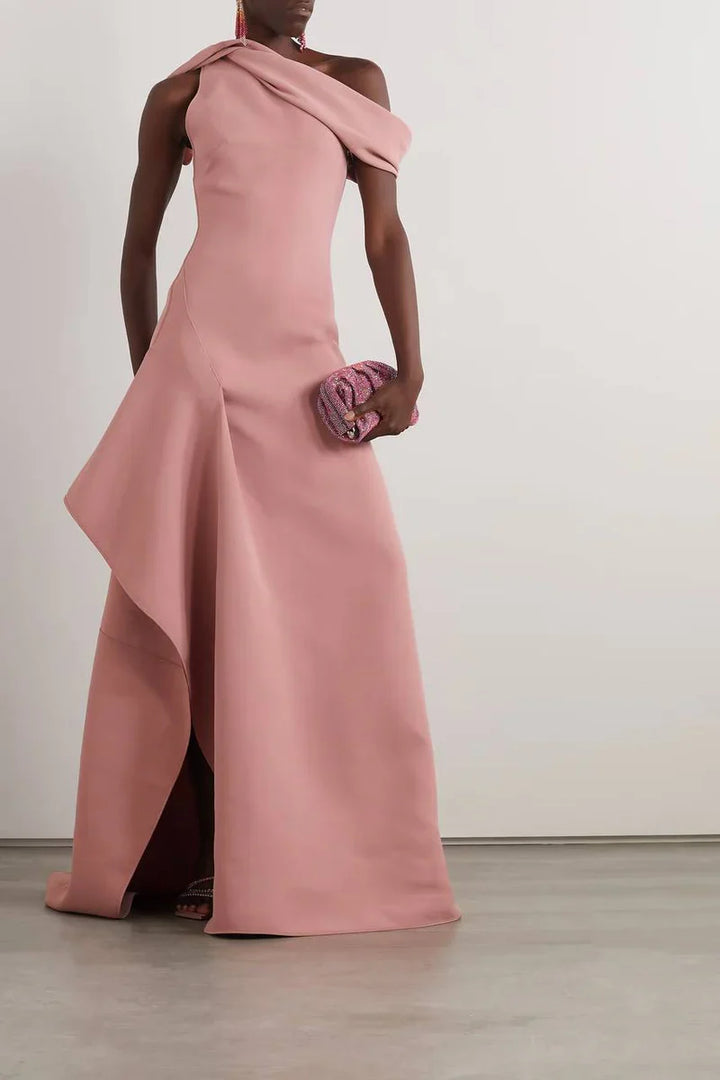 asymmetric off-shoulder sculpted gown – ODD- Uolena